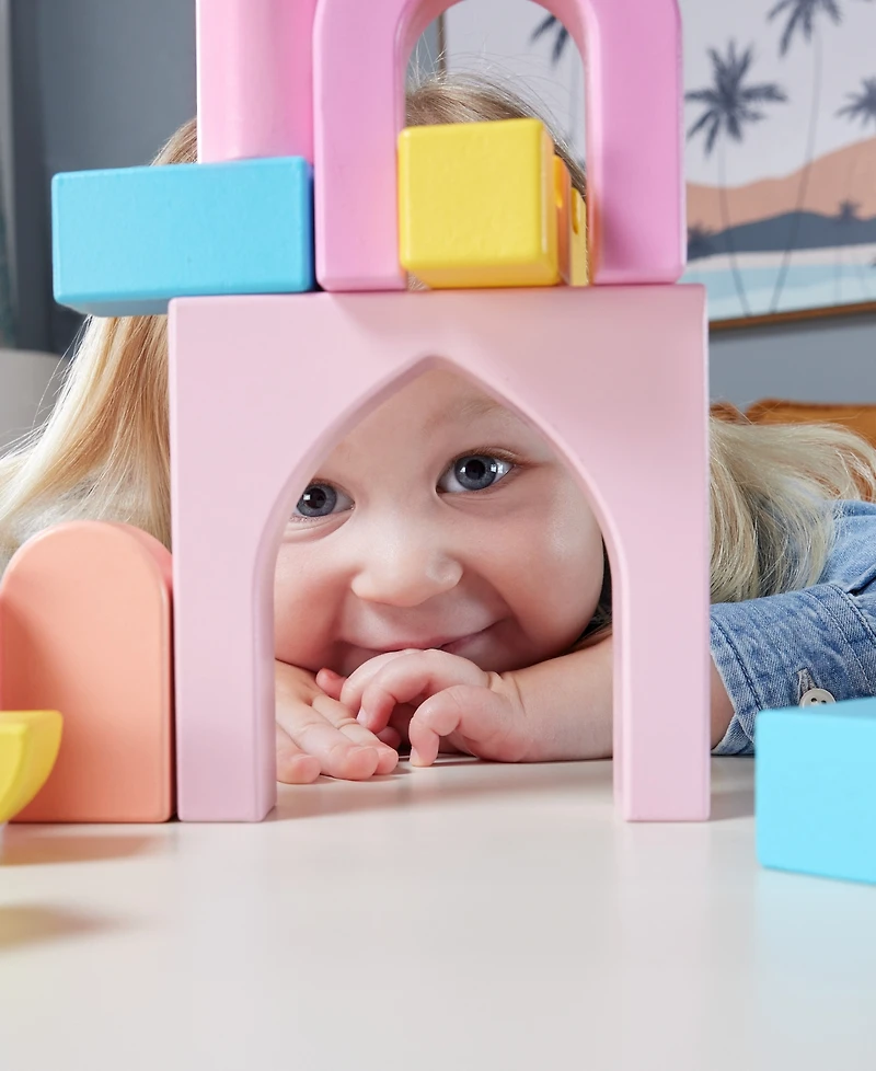 Fisher Price Toddler Toy Castle Block Set, 28 Wood Pieces