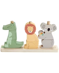Fisher Price Wooden Stack and Sort Animals Baby and Toddler Toy, 10 Wood Pieces