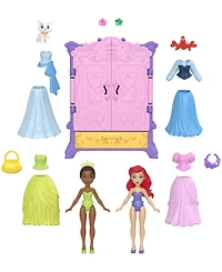 Disney Princess Royal Wardrobe Set with Ariel and Tiana Dolls