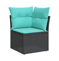 vidaXL Garden Sofa Black Pe Rattan Medium Modular Garden Sofa Square