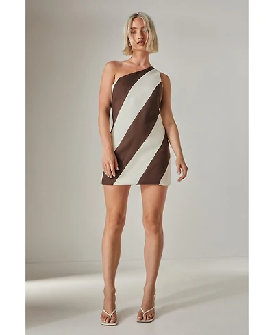 Nasty Gal Women's Stripe One Shoulder Tailored Mini Dress