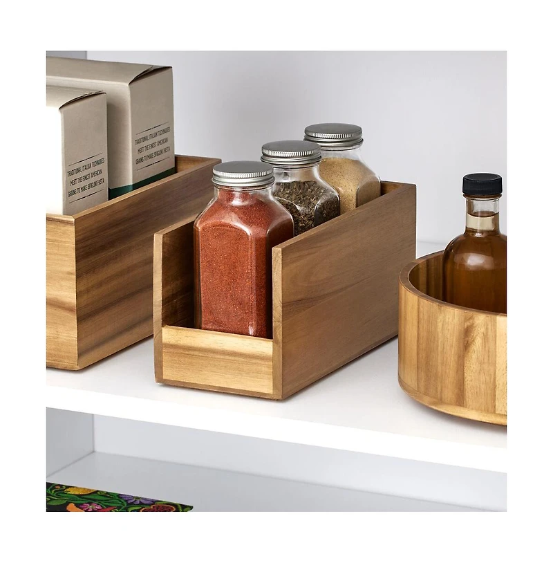 iDesign Acacia Wood Open-Front Pantry Bin - Set of 4 - Natural