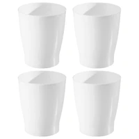iDesign Small Round Plastic Bathroom Trash Can - Set of 4 - White - Made in Usa