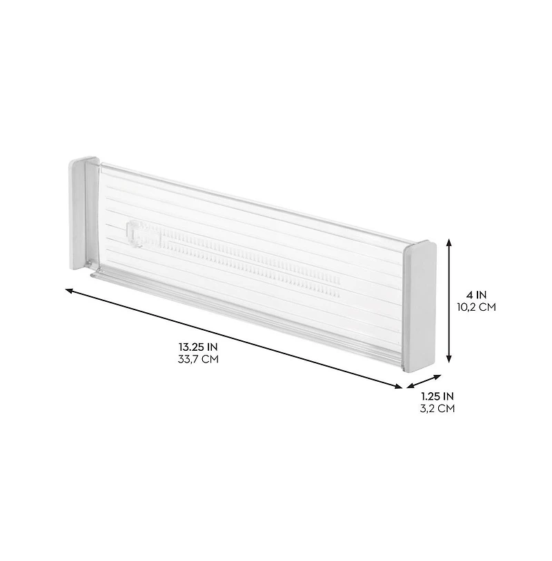 iDesign Plastic Adjustable Drawer Dividers - Set of 2 - Clear