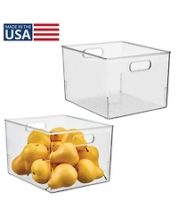 iDesign Plastic Storage Bin with Handles - Clear
