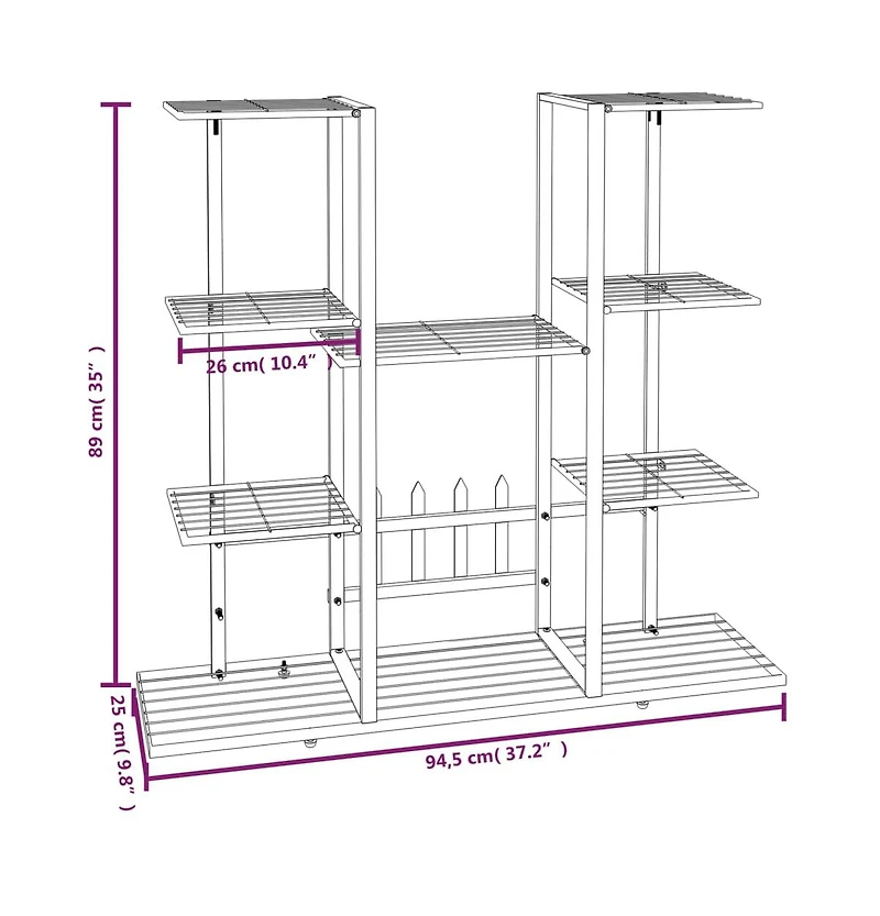 vidaXL Flower Stand White Powder-coated iron Tall Decorative Inlays