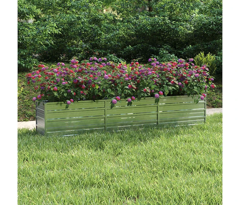 Garden Raised Bed Silver Galvanized Steel Large Durable