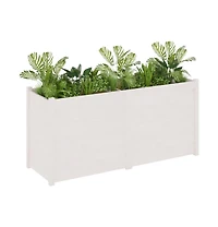 Garden Planter White Solid Pinewood Large Durable