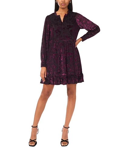 Msk Women's Long Sleeve Babydoll Dress
