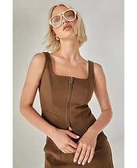 Nasty Gal Women's Zip Front Sleeveless Tailored Top