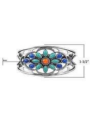 American West Jewelry Sterling Silver Multi Gemstone Bold Cluster Cuff, Size Large