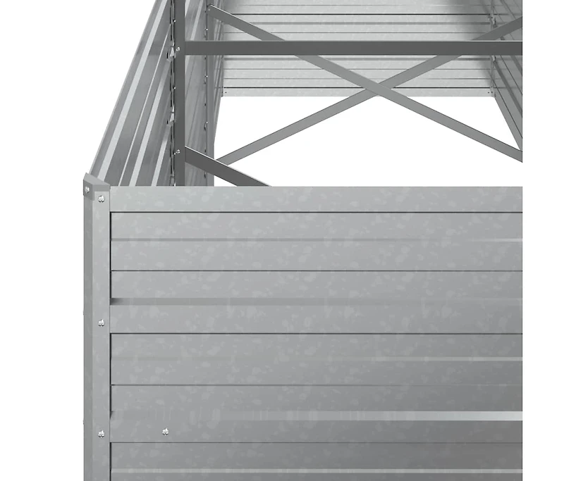vidaXL Garden Raised Bed Silver Galvanized Steel Large Garden Raised Bed