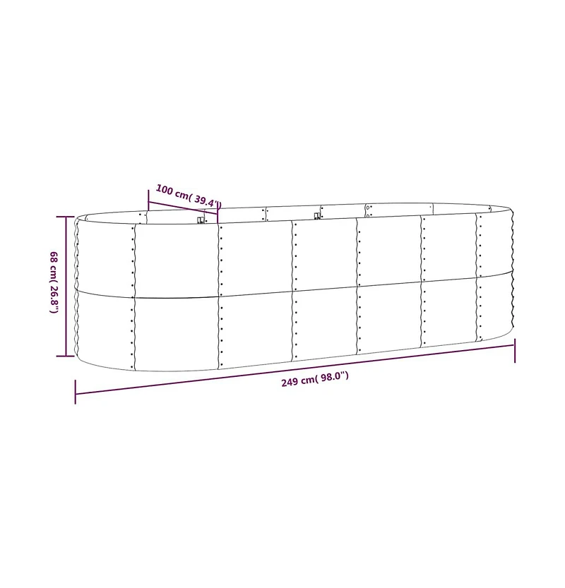 VidaXLGarden Raised Bed Grey Powder-coated steel Large