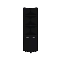 Tuhome Malibu Corner Linen Cabinet Black Mdf