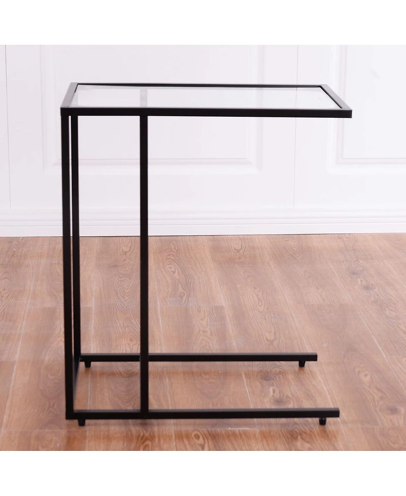 CostwayCoffee Tray Side Sofa End Table Ottoman Couch Stand Tv Lap Snack W/Glass Top
