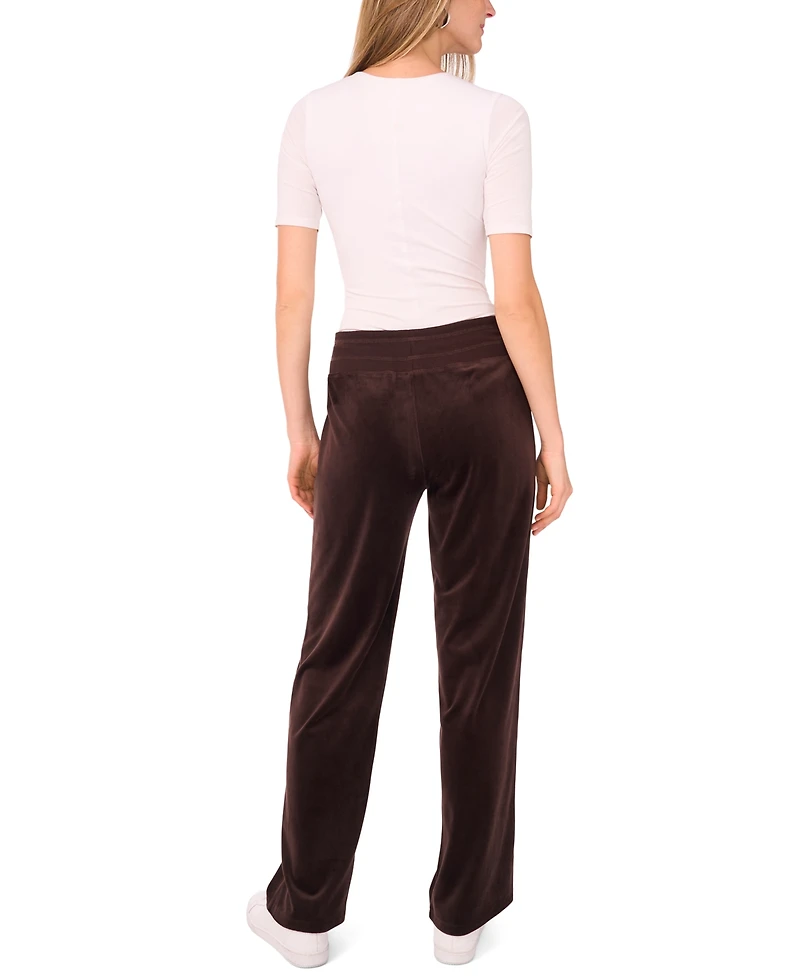 Vince Camuto Women's Velour Drawstring-Waist Straight-Leg Pants