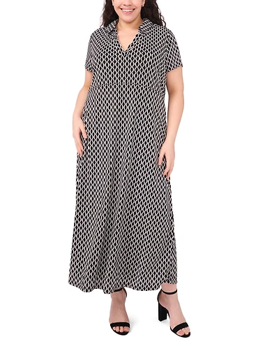 Msk Plus Short Sleeve Printed Maxi Dress