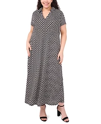 Msk Plus Short Sleeve Printed Maxi Dress