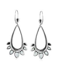 American West Jewelry Sterling Silver White Mother of Pearl Open Pear Gemstone Lever Back Earrings