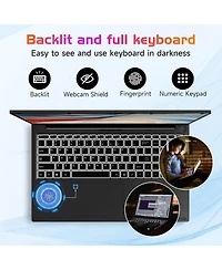Kuu 17.3" Ips Fhd-Laptop, Intel 6 Cores i3-1215U 16GB Ram 256GB Ssd (Beat Ryzen 5 7520U, Up to 4.4GHz) Computer with 65W GaN Type C Backlit Keybo