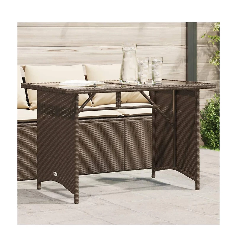vidaXL Garden Table Brown Pe Rattan 43.3 x 26.8 in