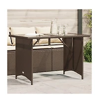 vidaXL Garden Table Brown Pe Rattan 43.3 x 26.8 in