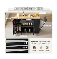 Maison Boucle 53.2" White Kitchen Island with Drawer, Cabinets, Spice Rack & Hidden Trash Can Storage, Modern Farmhouse Style-Maison