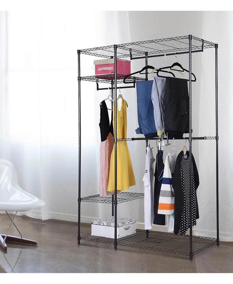 Costway 48''x18''x71'' Closet Organizer Garment Rack Portable Clothes Hanger Home Shelf