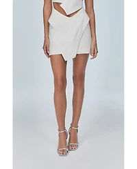 Jendue Us Women's Ron 3D Denim Mini Skirt - Unique White Asymmetrical