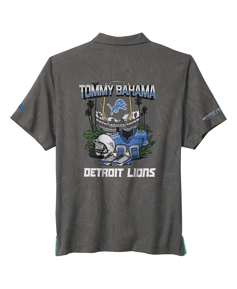 Tommy Bahama Men's Gray Detroit Lions Endzone Paradise Coolmax Button-Up Shirt