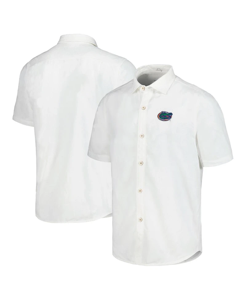 Tommy Bahama Men's White Florida Gators Coconut Point Palm Vista IslandZone Camp Button-Up Shirt