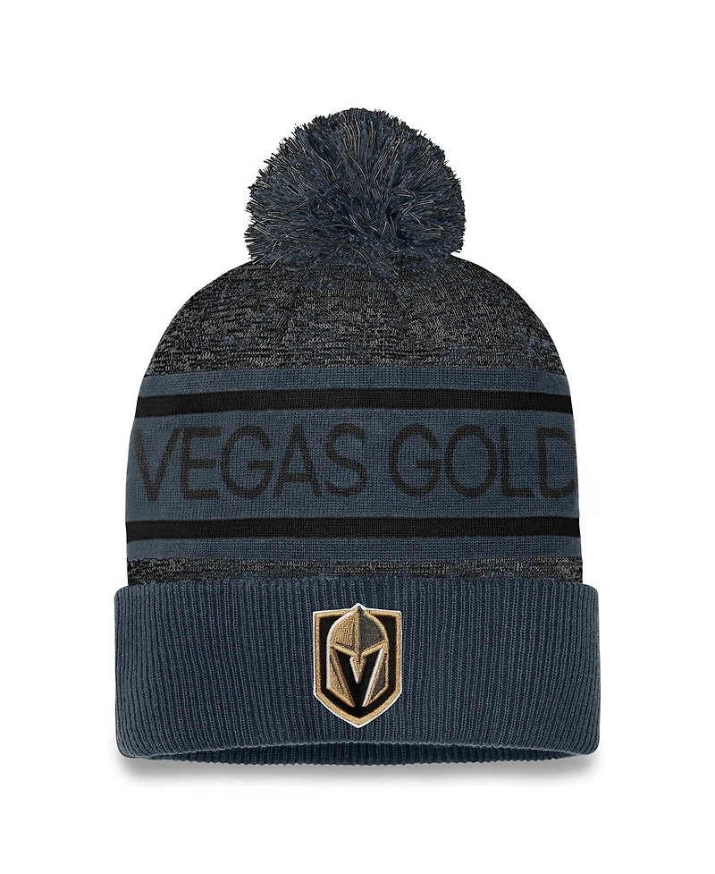 Fanatics Men's Gray Vegas Golden Knights Authentic Pro Cuffed with Pom Knit Hat