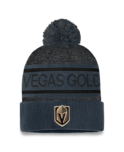 Fanatics Men's Gray Vegas Golden Knights Authentic Pro Cuffed with Pom Knit Hat