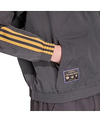 Adidas Men's Gray Manchester United Terrace Icons Half-Zip Jacket