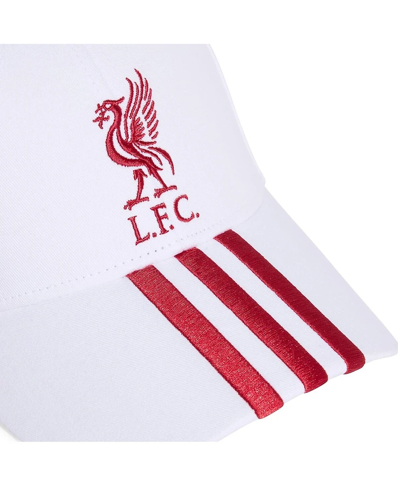 Adidas Men's and Women's White Liverpool Three-Stripe Dad Adjustable Hat