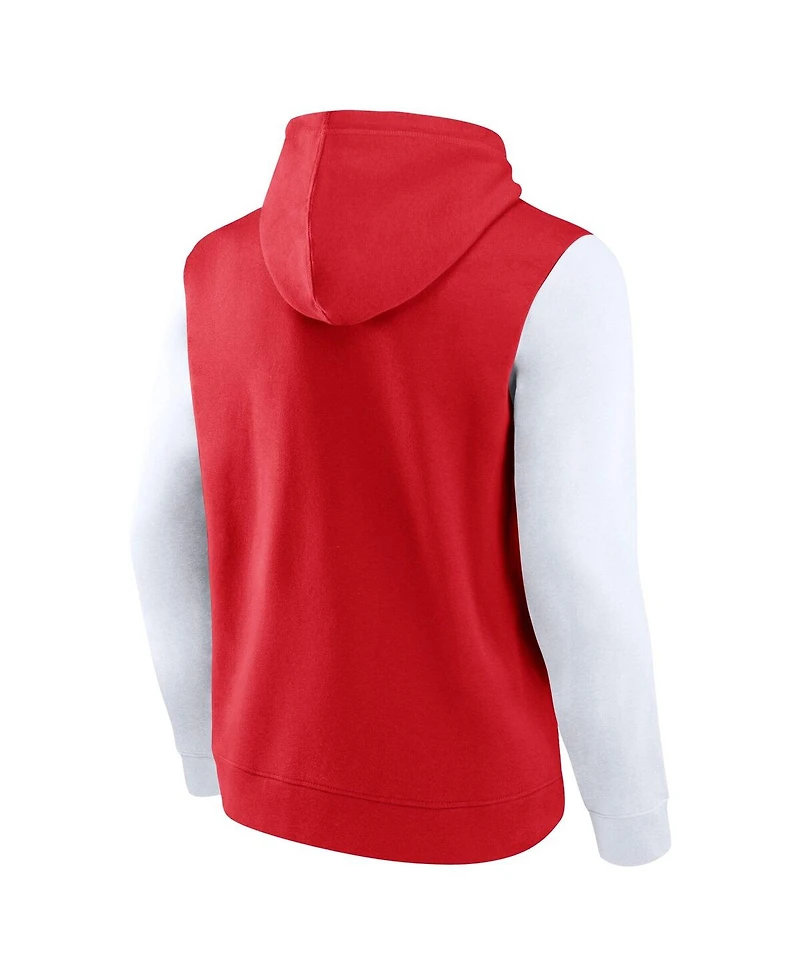 Fanatics Men's Red/White Wisconsin Badgers Outline Pullover Hoodie