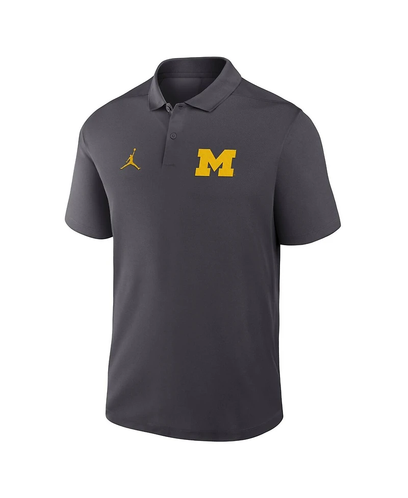 Jordan Men's Anthracite Michigan Wolverines Primetime Victory Primary Logo Performance Polo Shirt