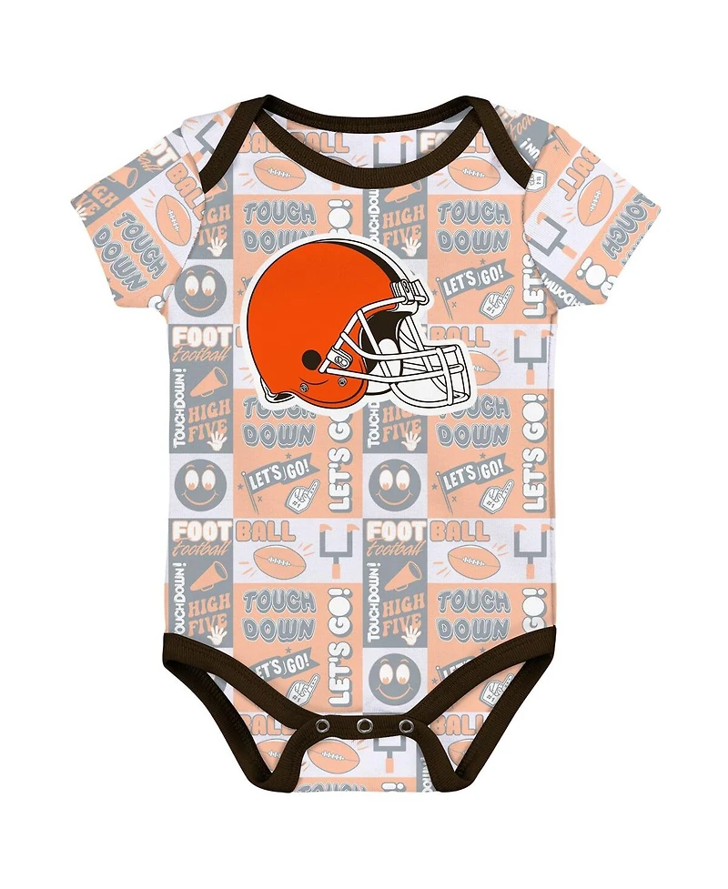Outerstuff Baby Boys and Girls 3-Pack Cleveland Browns Play Day Bodysuit Set