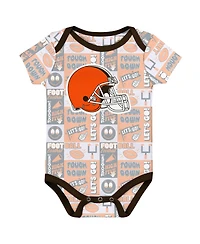 Outerstuff Baby Boys and Girls 3-Pack Cleveland Browns Play Day Bodysuit Set