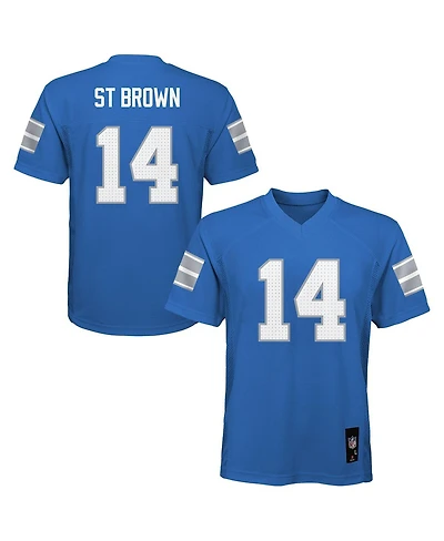 Outerstuff Big Boys and Girls Amon-Ra St. Brown Blue Detroit Lions Replica Player Jersey