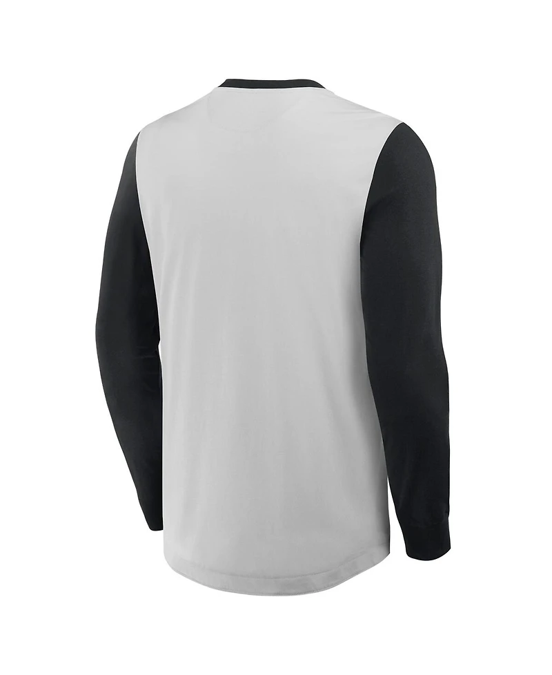 Fanatics Men's Gray/Black Baltimore Orioles Clubhouse Long Sleeve Henley Shirt