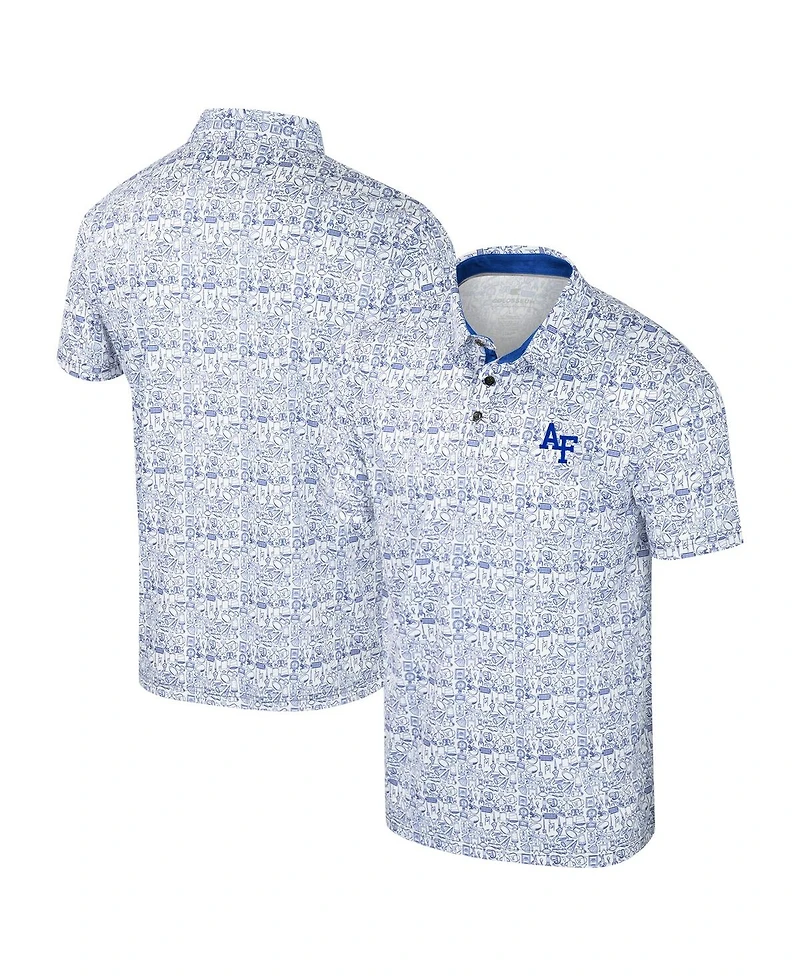 Colosseum Men's Royal Air Force Falcons It's Time Allover Print Polo Shirt