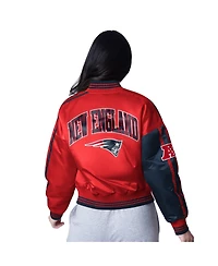 Starter Women's Red/Navy New England Patriots Cropped Full-Snap Jacket