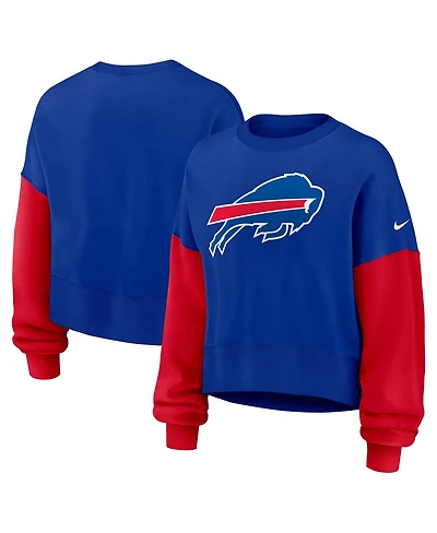 Nike Women's Royal Buffalo Bills Oversized Color Block Pullover Sweatshirt