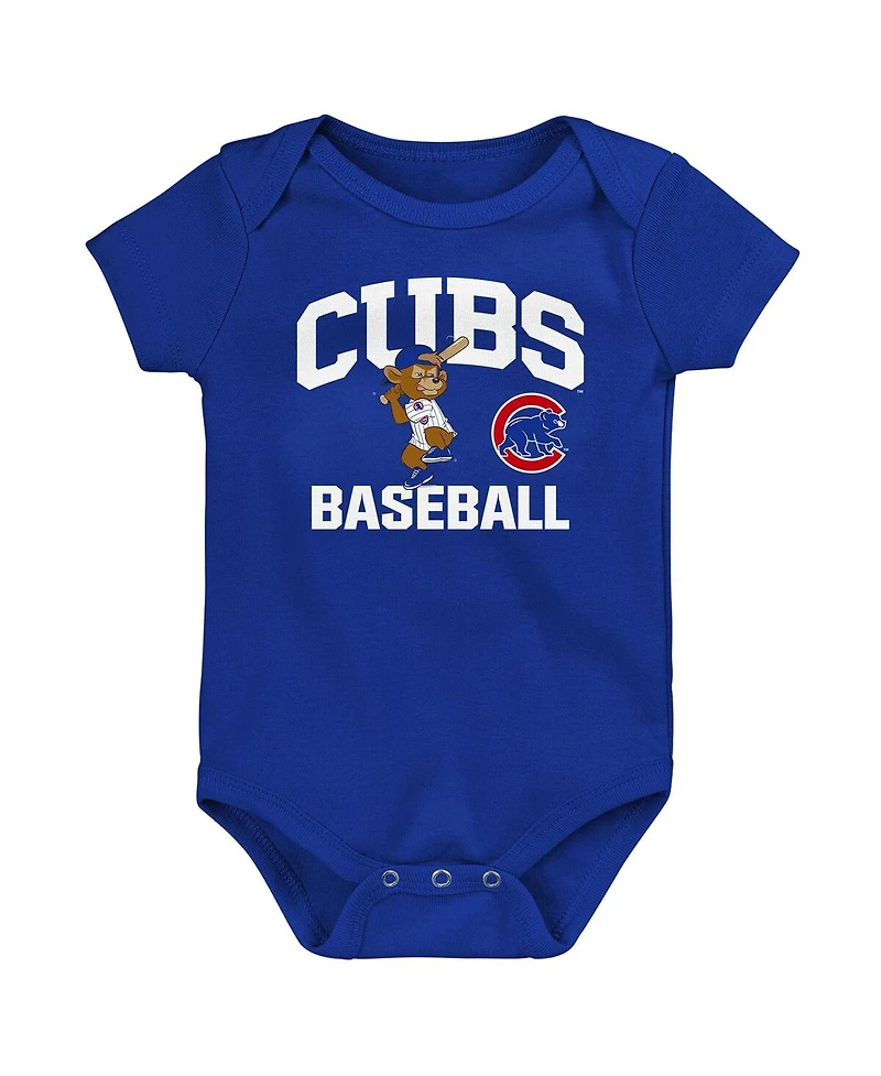 Outerstuff Baby Boys and Girls 3-Pack Royal Chicago Cubs Batter Up Bodysuit Set