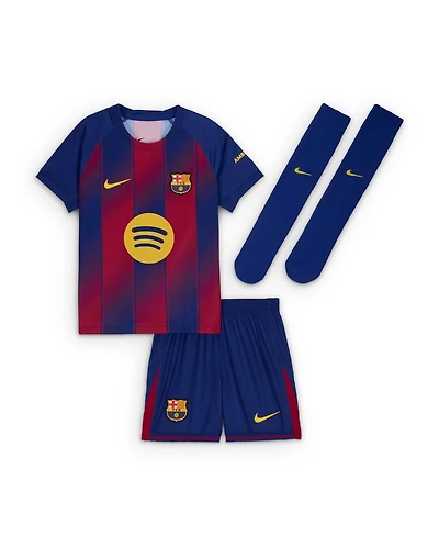 Nike Big Boys and Girls Blue Barcelona 2025/26 Home Stadium Kit Set