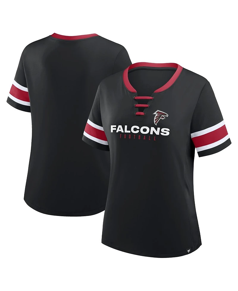 Fanatics Women's Black Atlanta Falcons Redzone Draw Play Athena Lace-Up T-Shirt