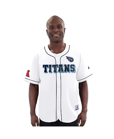 Starter Men's White Tennessee Titans Relay Full-Button Baseball Jersey