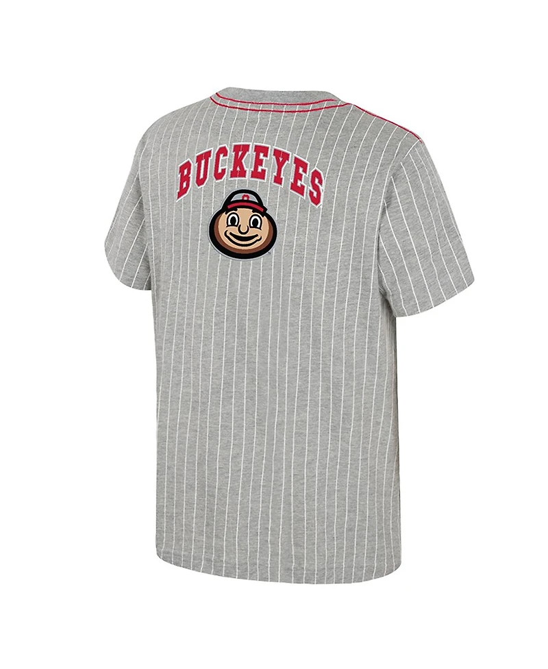 Colosseum Big Boys and Girls Heather Gray Ohio State Buckeyes Airball Baseball T-Shirt