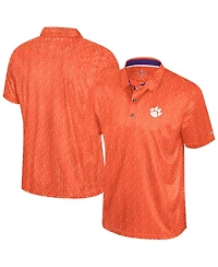 Colosseum Men's Orange Clemson Tigers Football Print Polo Shirt